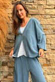 Lina Linen Blend Box Jacket Washed Navy